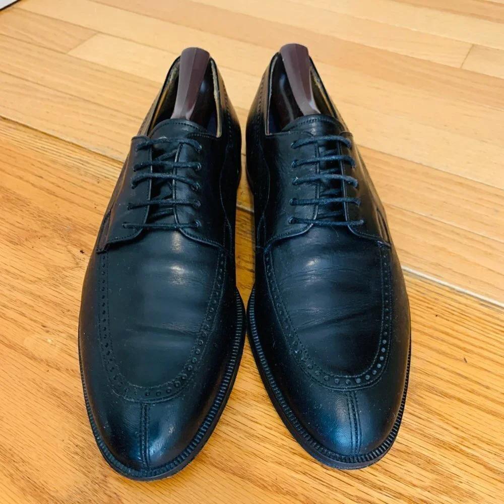 Mezlan Split-Toe Oxford Dress Shoes Black Men Size 8.5 M Made In Italy